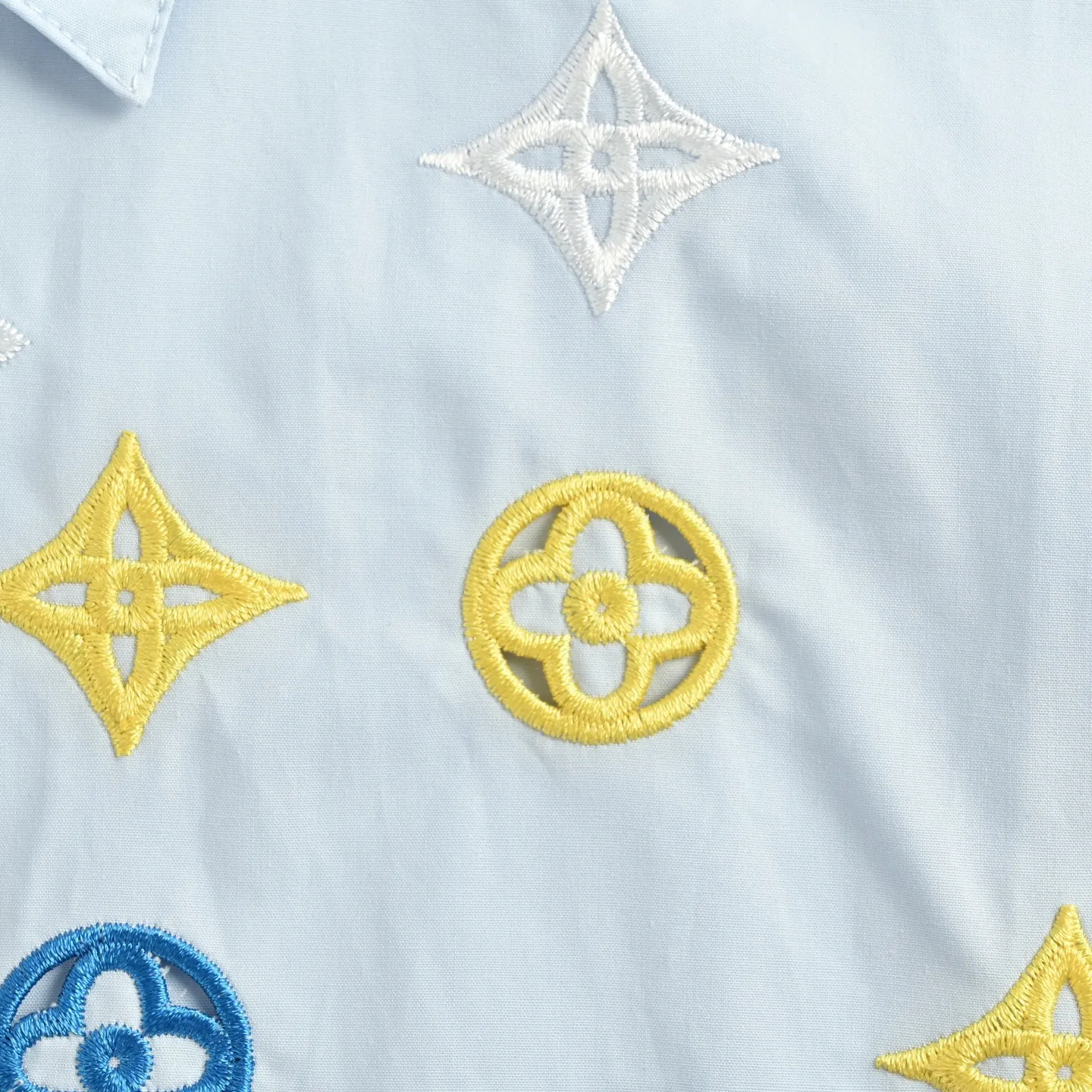 Louis Vuitton/Louis Vuitton 25ss presbyopic embroidered hollow short-sleeved shirt